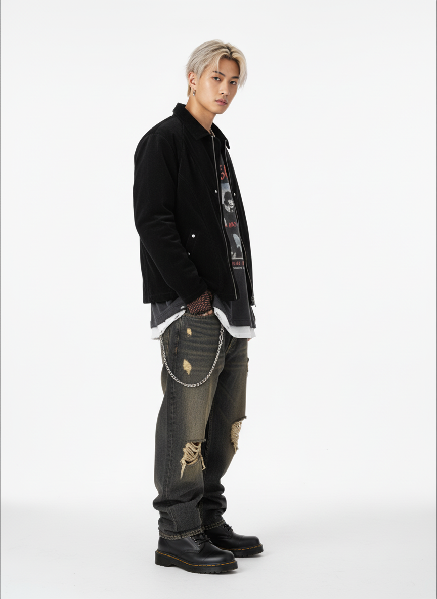 Suede Lapel Deconstructed Patchwork Jacket 