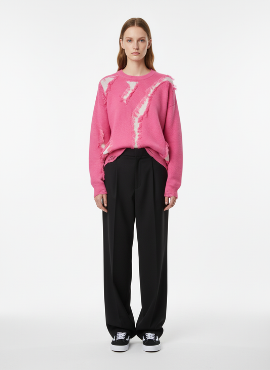 Vintage Street Distressed Ripped Knit Sweater 