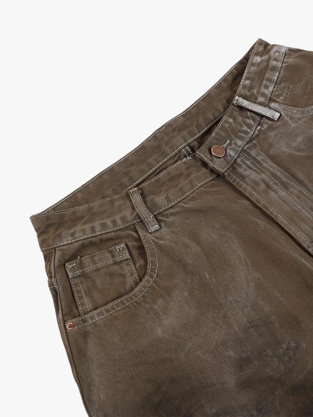 Retro Graffiti Painted Distressed Wide-Leg Jeans