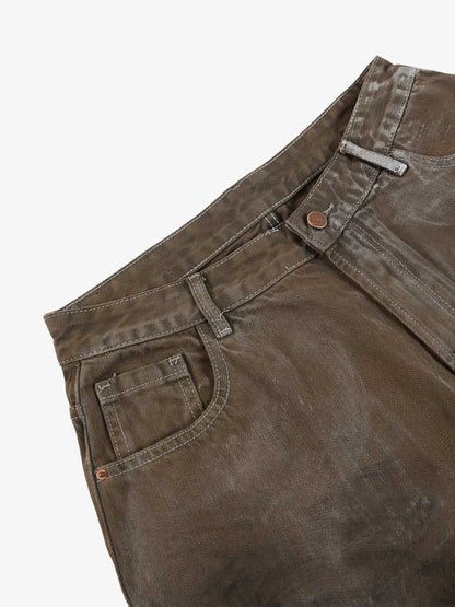 Retro Graffiti Painted Distressed Wide-Leg Jeans