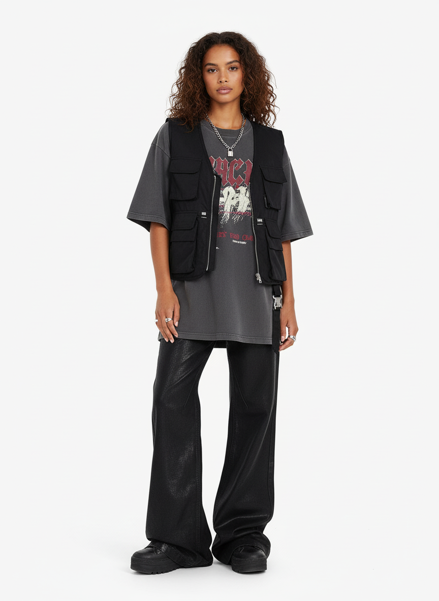 Thesupermade Black Wax Coated Flare Jeans - 2212 