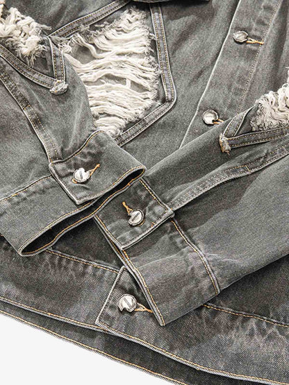 Retro Washed Distressed Denim Jacket 