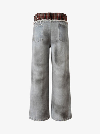 Thesupermade Waistband Patch Drawstring Jeans 