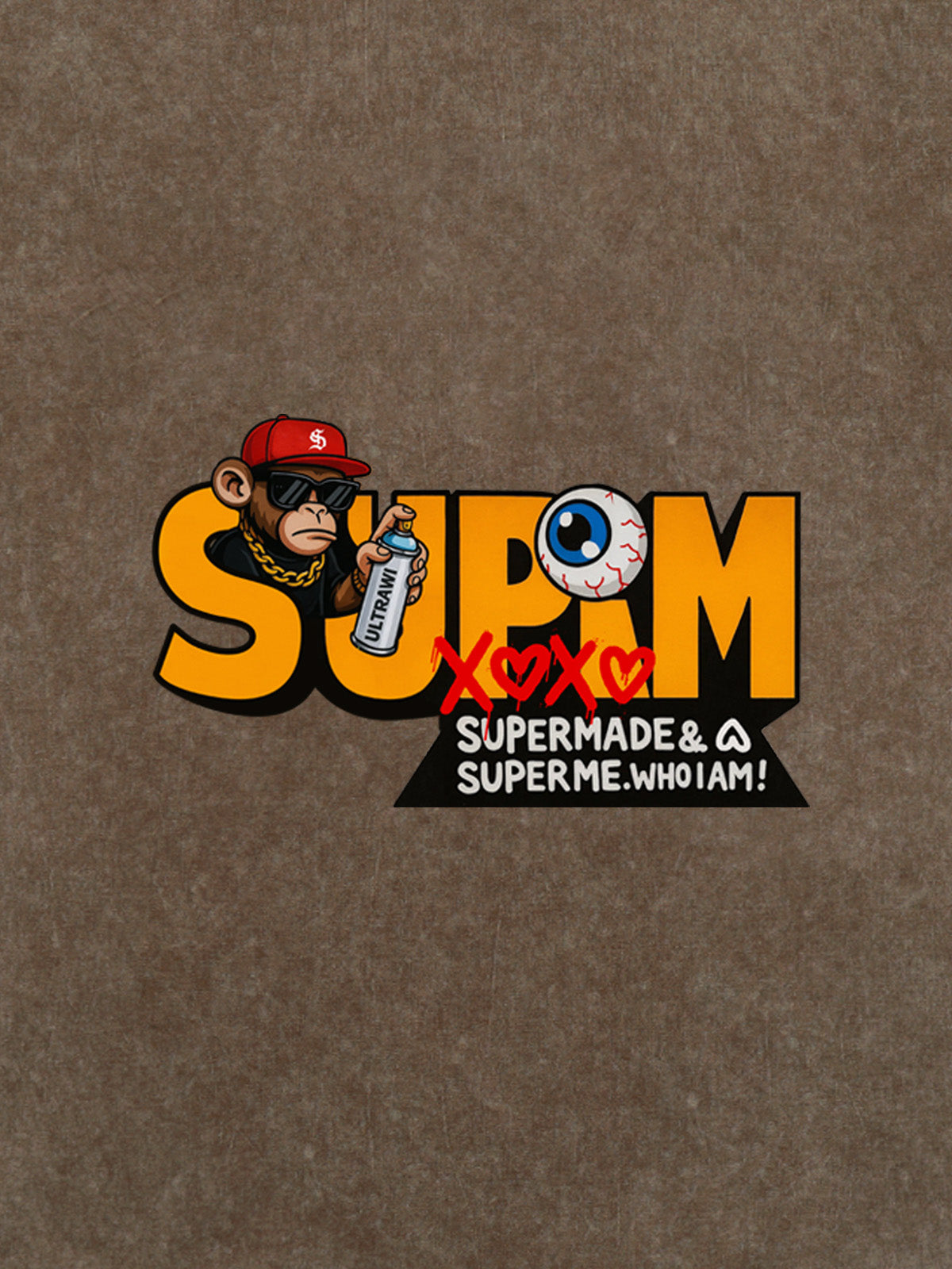 Supermade Trendy Hip-Hop Monkey Graffiti Font T-Shirt 