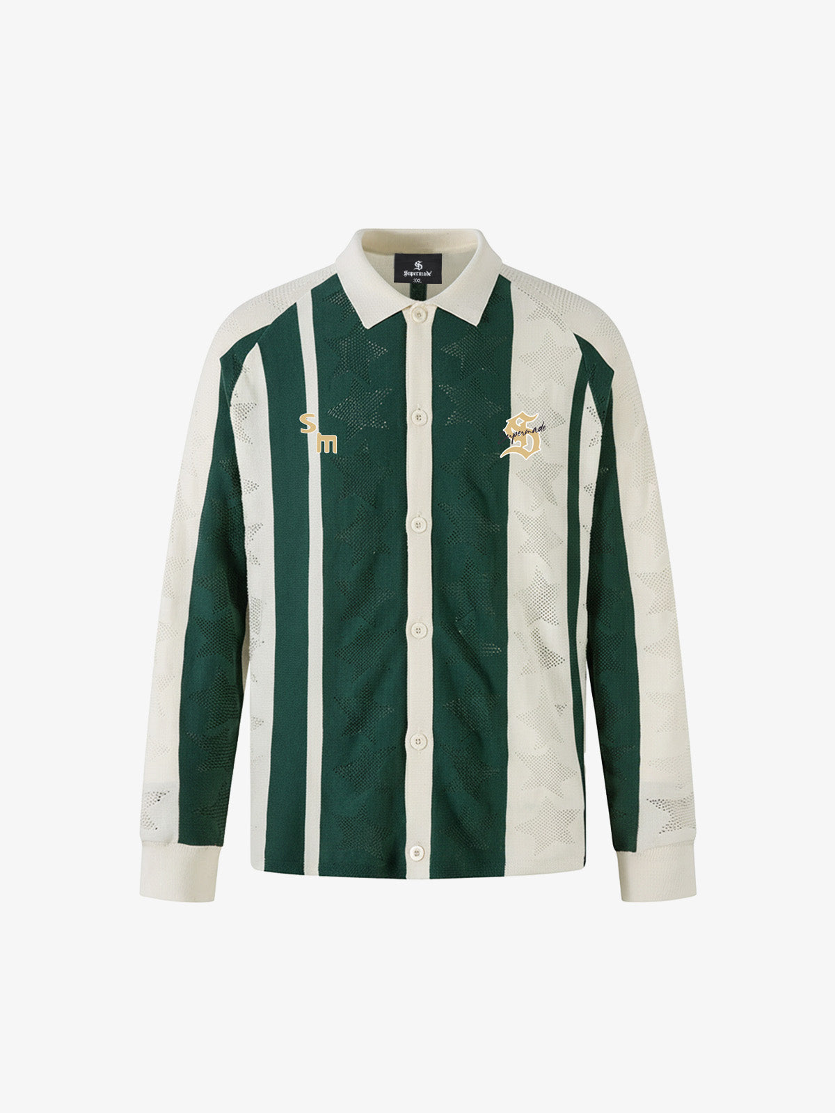 Striped Color-Block Knit Button-Up Cardigan 