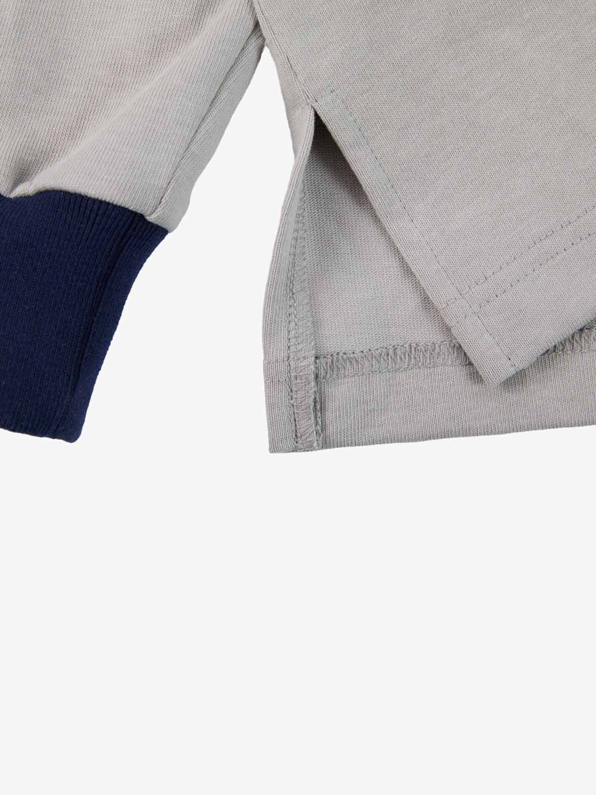 Supermade Color-Blocked Polo Collar Embroidered Print Long-Sleeved Jersey?