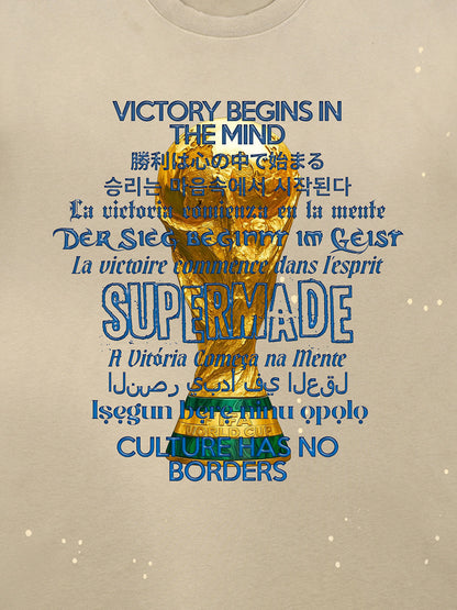 Heavy Wash Splash Ink Loose Edition Short Sleeve T-Shirt with "FIFA" World Cup Motif printed with the "FIFA" motto and multilingual design motif 