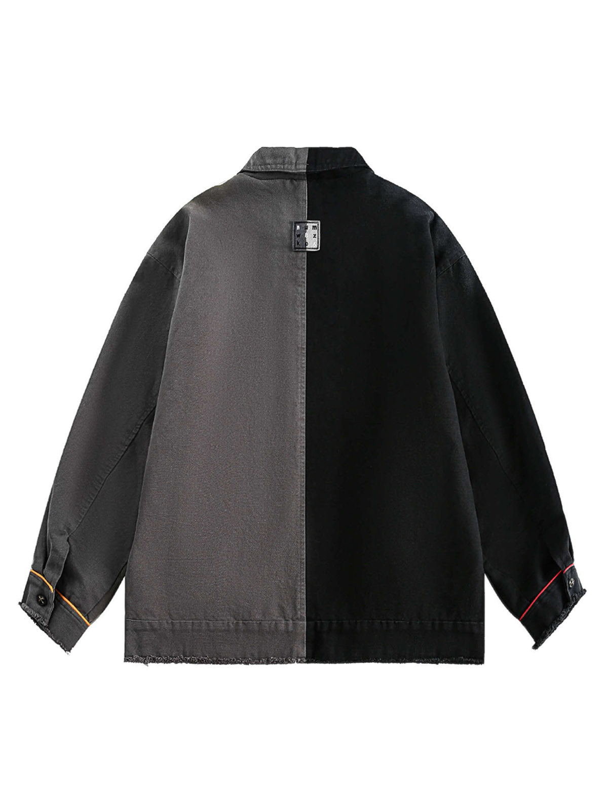 Contrast Color Spliced Graffiti Zip Up Jacket 