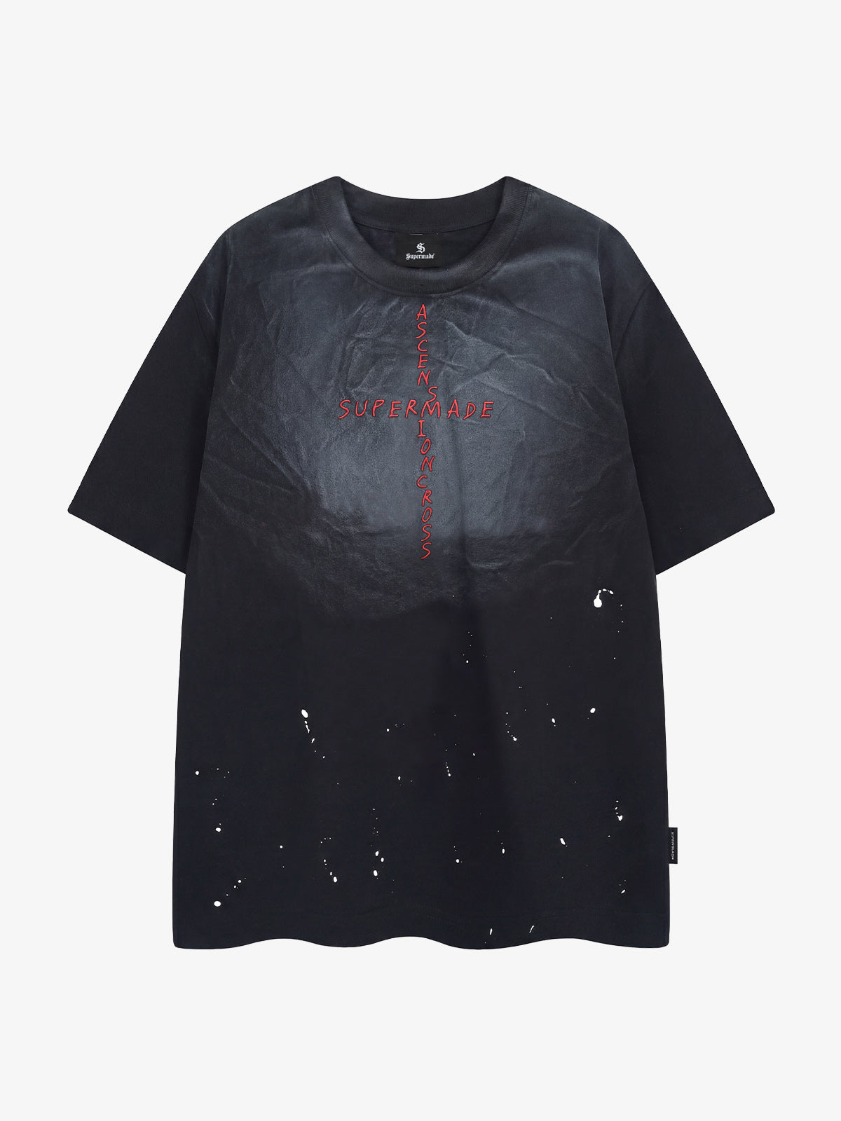 Cotton Oversized T-Shirt with Distressed Print and Cross Design for Streetwear Style?
