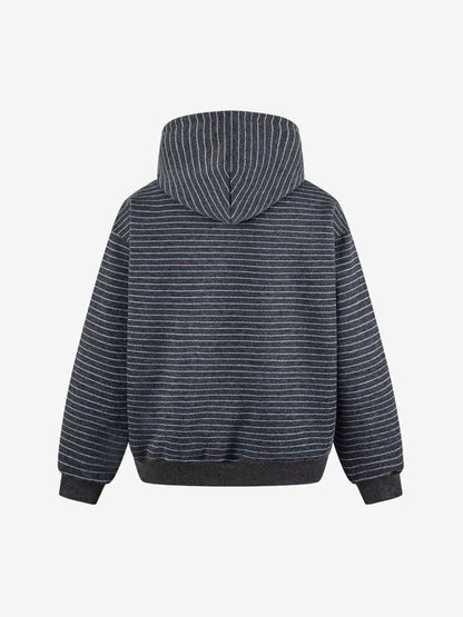 Cotton Blend Striped Hoodie with Embroidered "Made" Design for Men and Women 