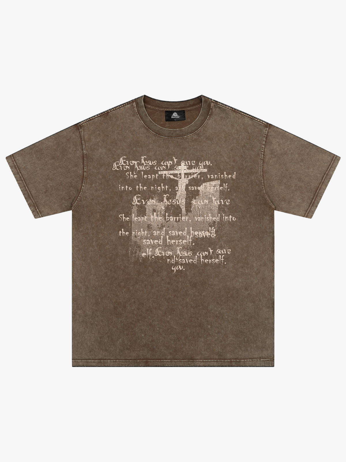 THE SUPERMADE  Vintage-Style Graphic T-Shirt with Inspirational Text and Cross Design 