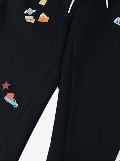 Stylish Embroidered Wide-Leg Pants for Casual and Sporty Looks 