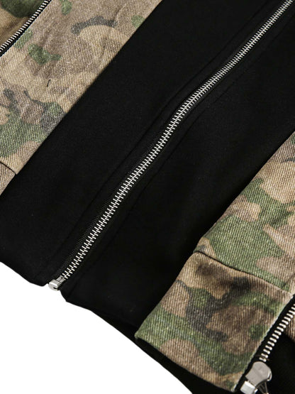 Camouflage Faux Two-Piece Hooded Jacket 