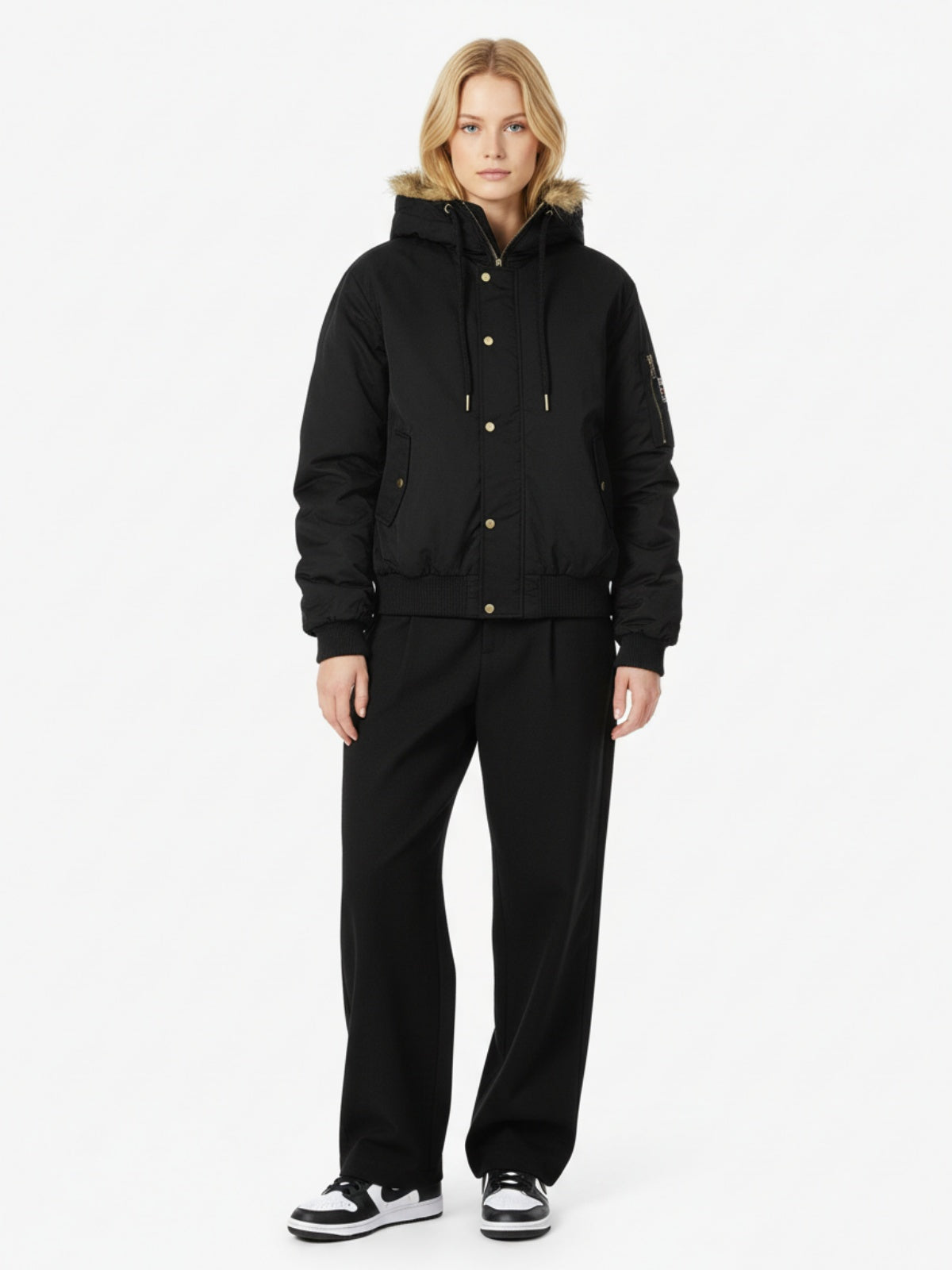 Retro Leopard Print Fur Collar Hooded Padded Jacket