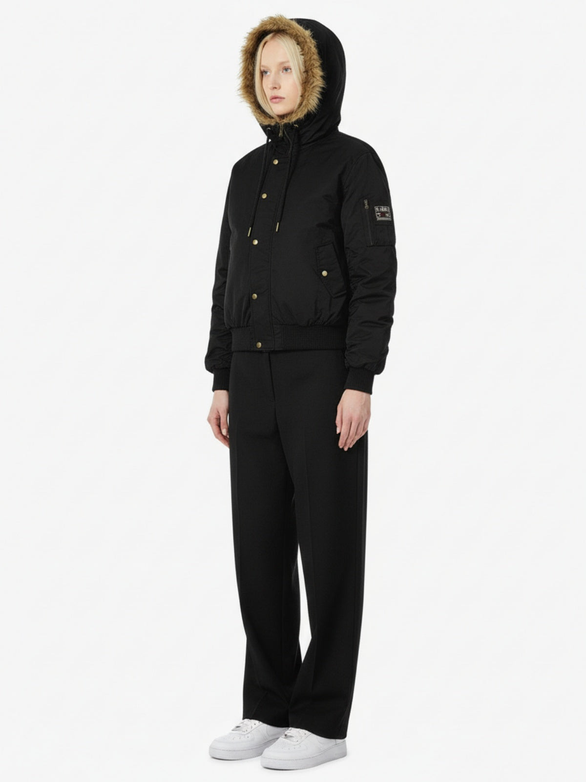 Retro Leopard Print Fur Collar Hooded Padded Jacket