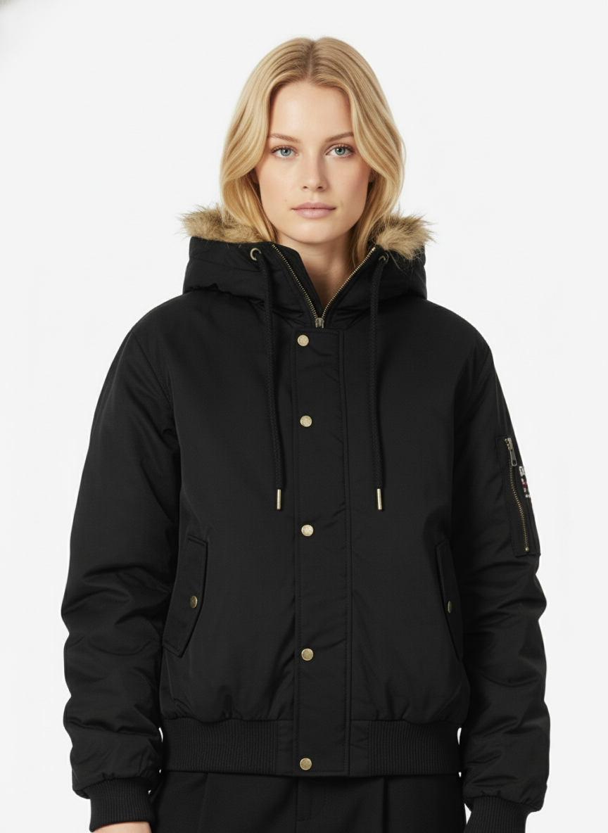 Retro Leopard Print Fur Collar Hooded Padded Jacket