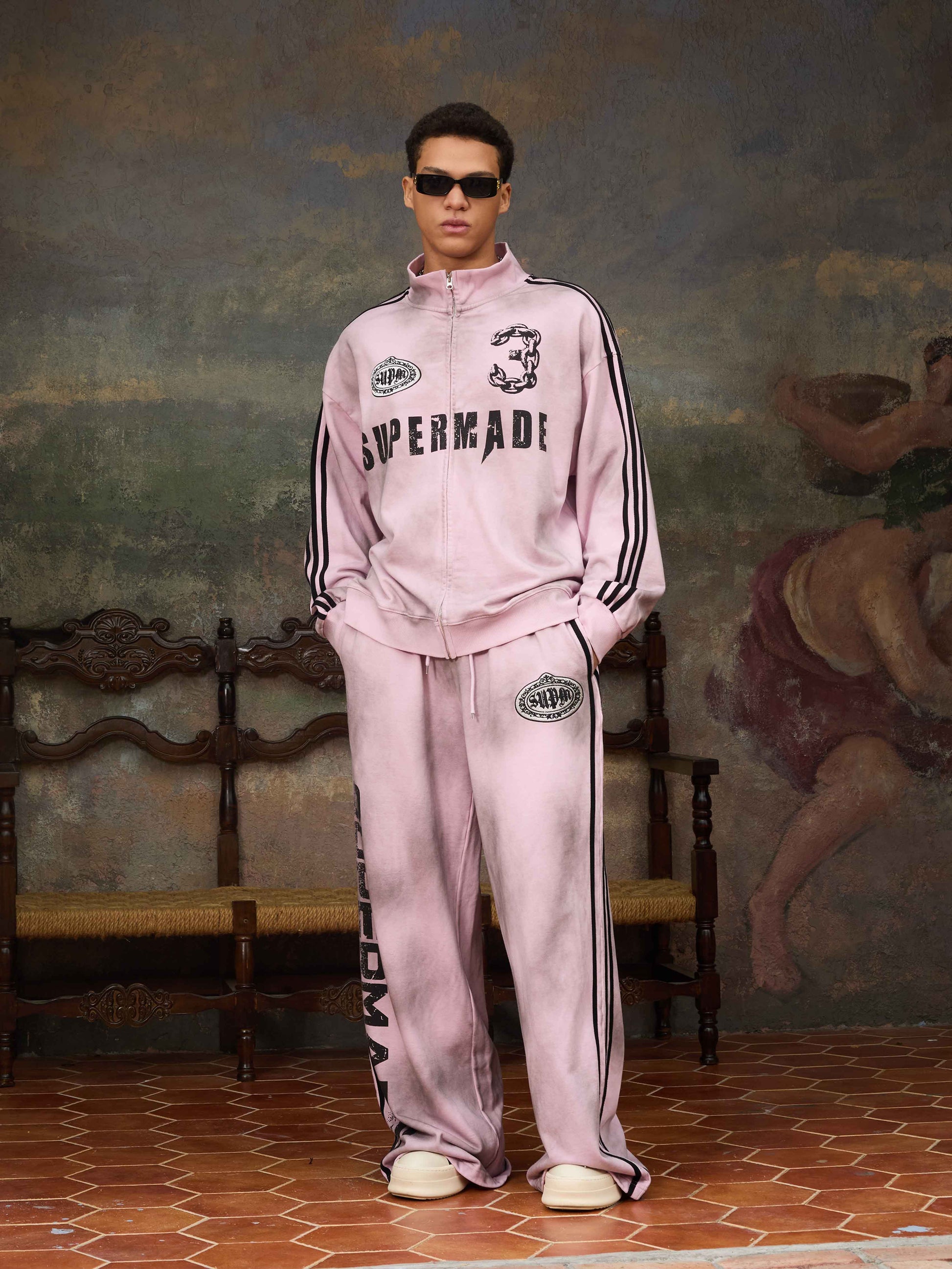 Supermade Vintage Distressed Size 3 Stand Collar Tracksuit 