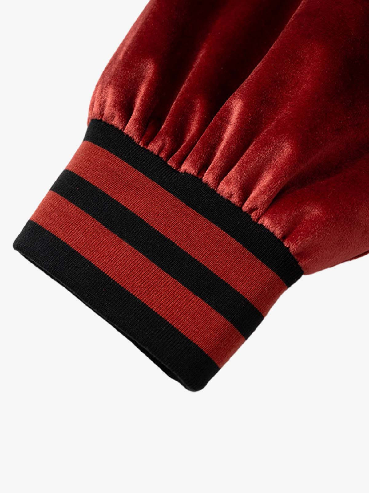 Stylish Contrast Sleeve Baseball Jacket with Unique Graphic Design 