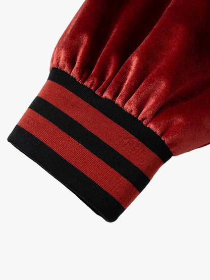 Stylish Contrast Sleeve Baseball Jacket with Unique Graphic Design 