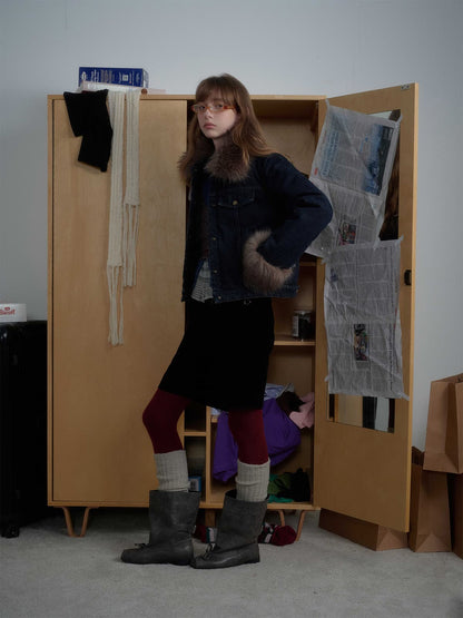 Winter-Ready Corduroy Jacket with Faux Fur Trim for Men 