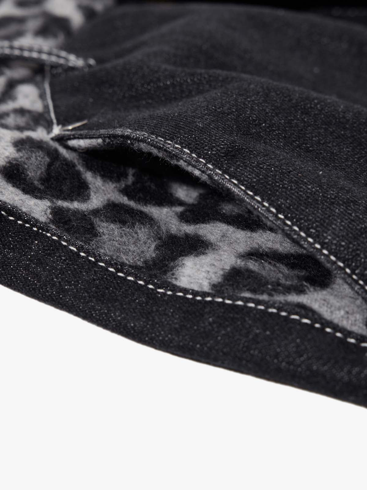 Vintage Leopard Print Waistband Patch Baggy Jeans 