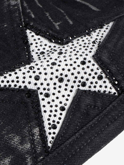 Stylish Star-Embellished Flared Jeans for Women - Perfect for Trendy Outfits 