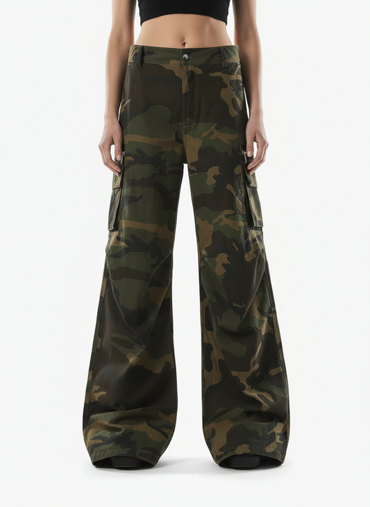 Vintage Multi-Pocket Functional Camo Cargo Pants