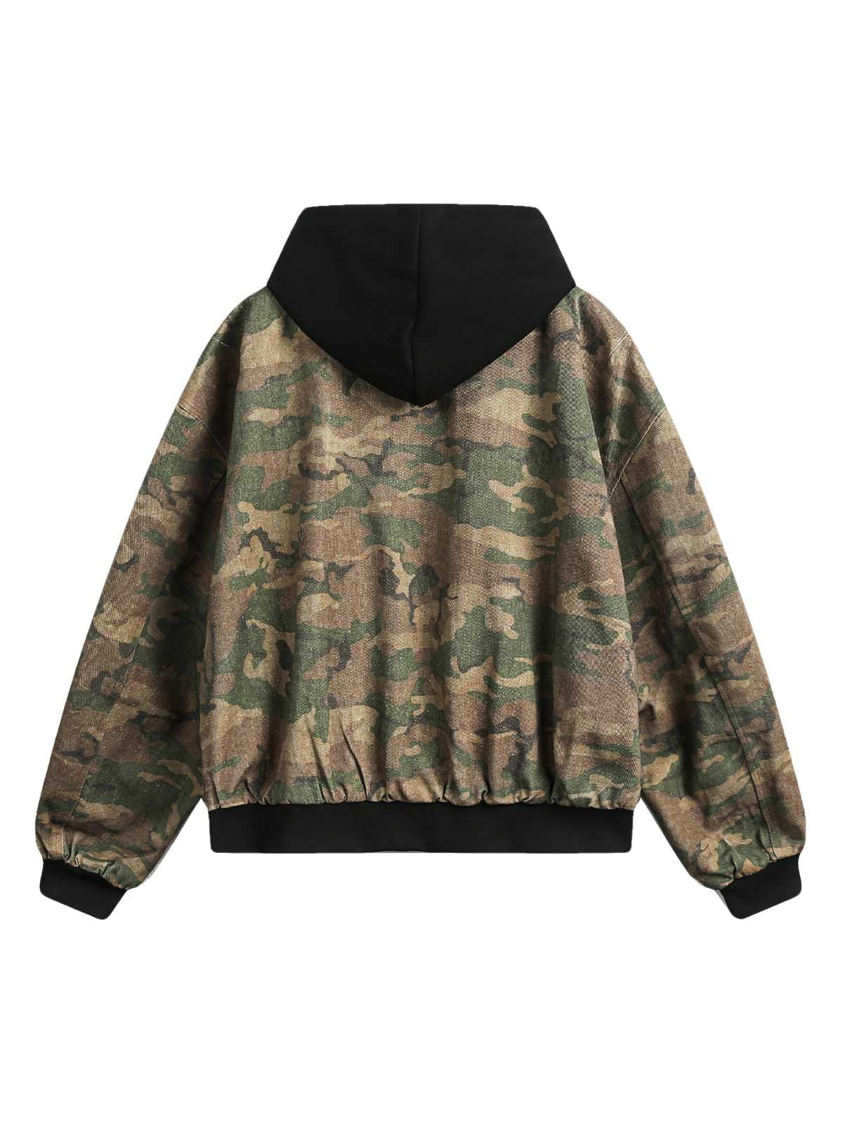 Camouflage Faux Two-Piece Hooded Jacket 