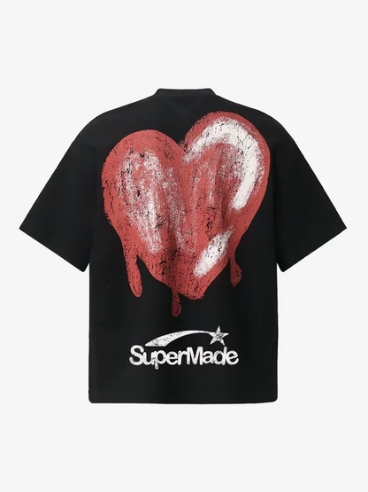 Skeleton & Melted Heart Graphic Waffle Knit T-Shirt