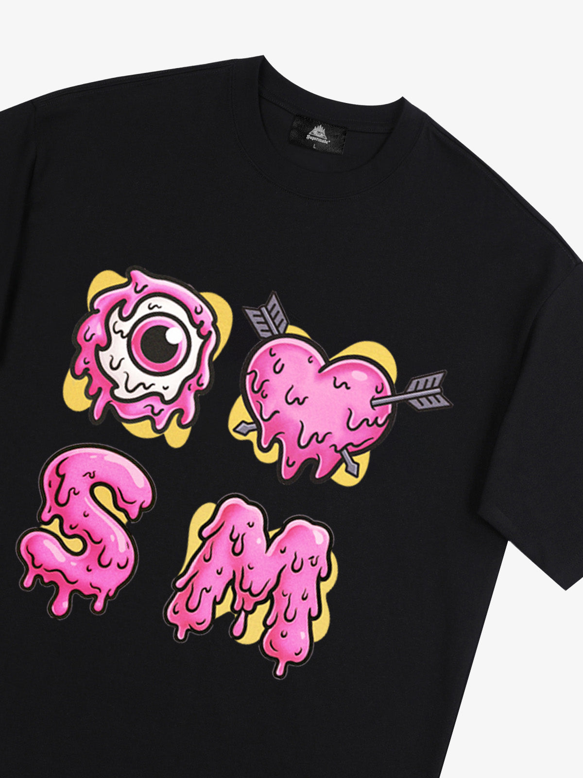 Thesupermade eyeball and love graffiti declaration T-shirt 