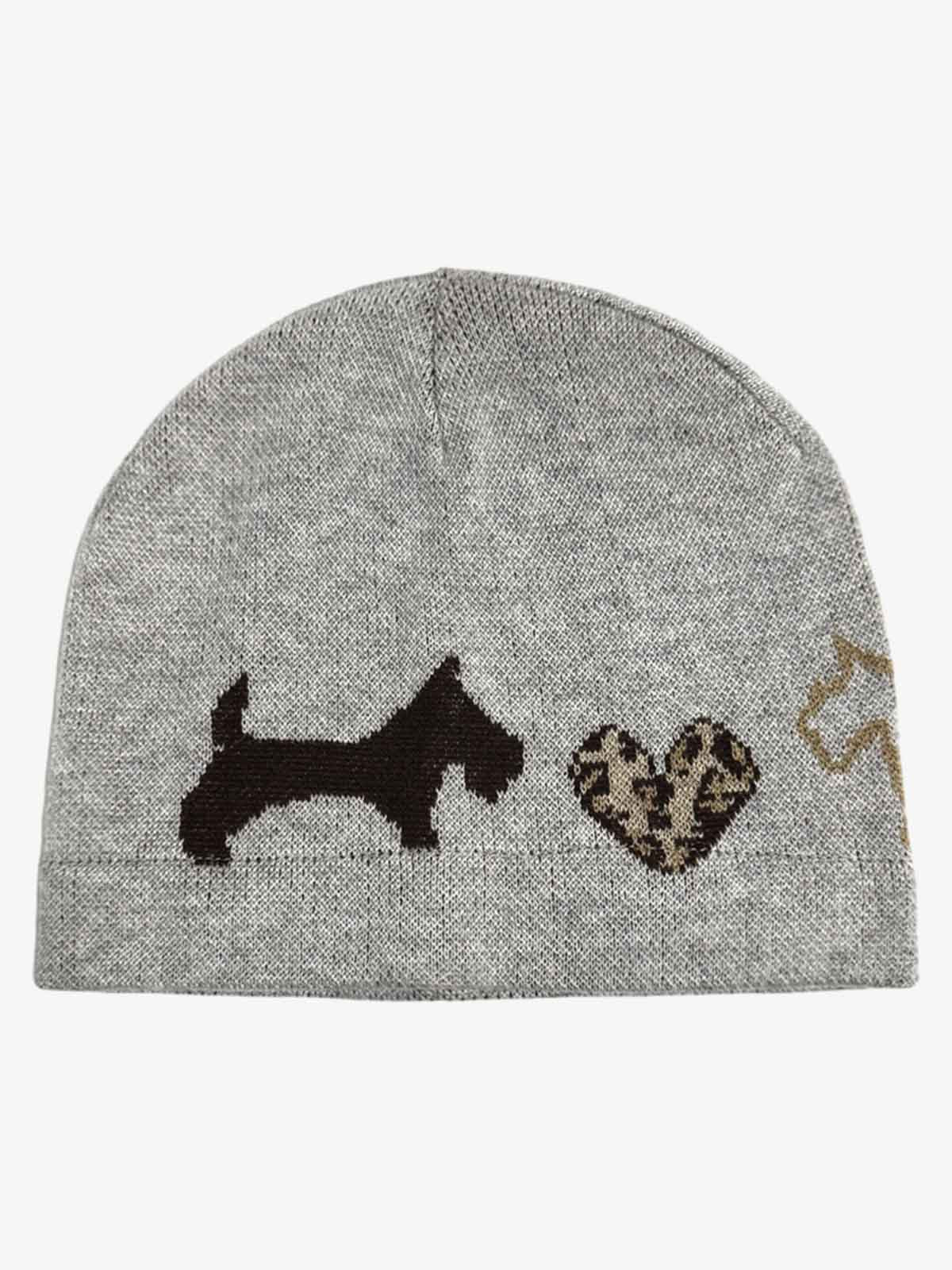 Cotton Blend Knit Beanie with Dog and Heart Design for Women and Men?