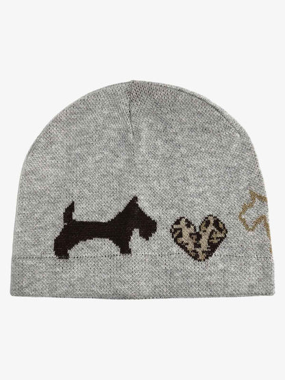 Cotton Blend Knit Beanie with Dog and Heart Design for Women and Men?