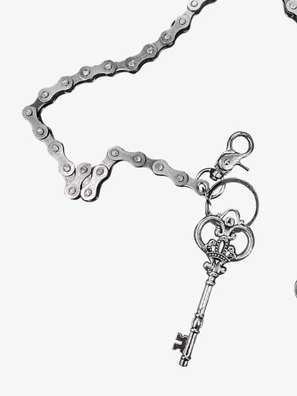 Street Punk Silver Bicycle Chain Key Pendant Pants Chain 
