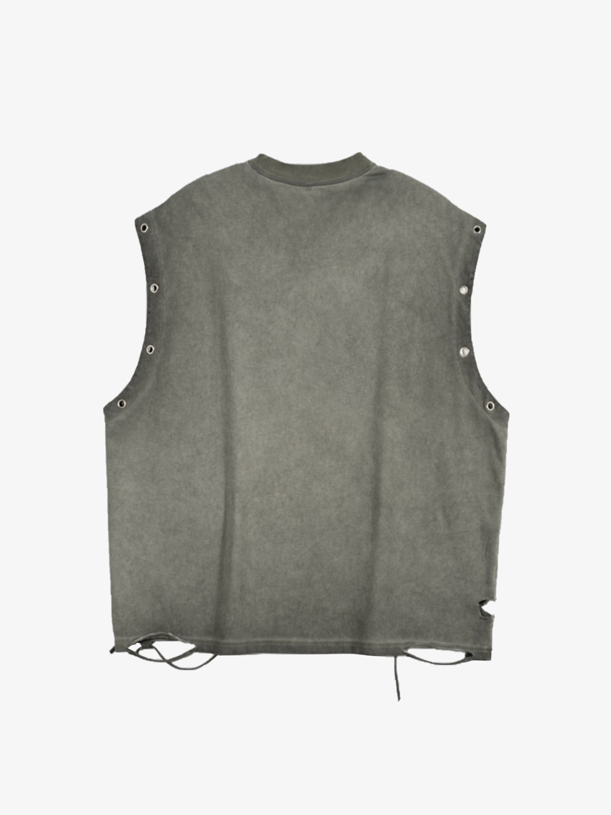 Distressed Sleeveless Crop Top with Barbed Wire Graphic Design 