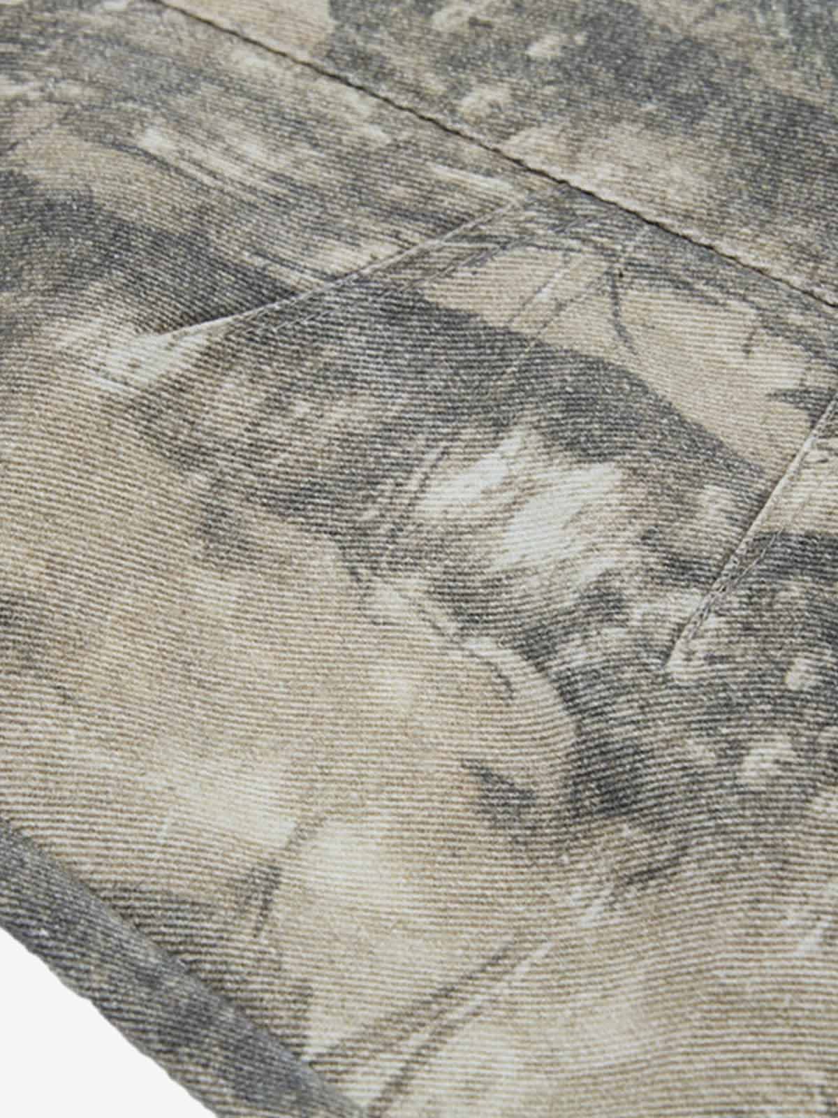 Abstract Camouflage Washed Barrel Jeans