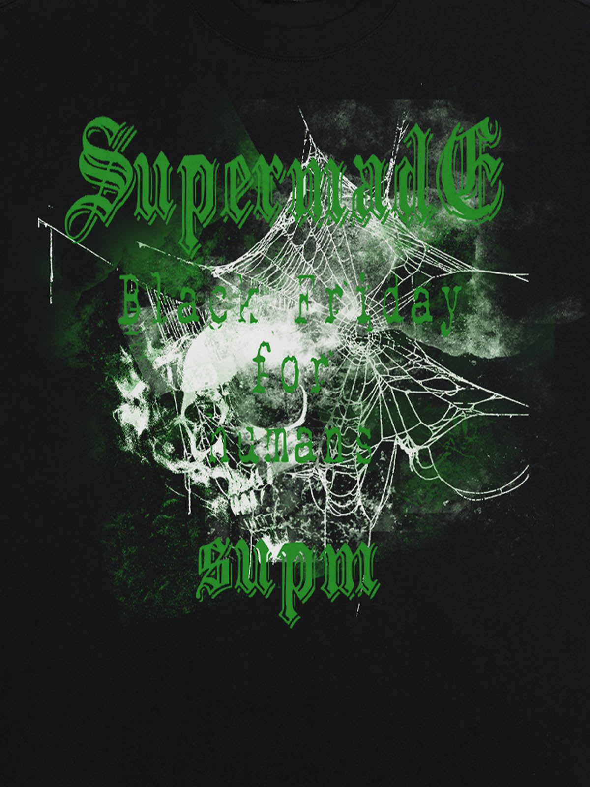 THE SUPERMADE Black Friday Gothic Skull Spiderweb Graphic T-Shirt 
