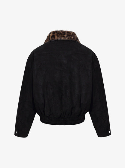 Stylish Leopard Collar Bomber Jacket for Women - Perfect for Casual and Fashionable Looks 