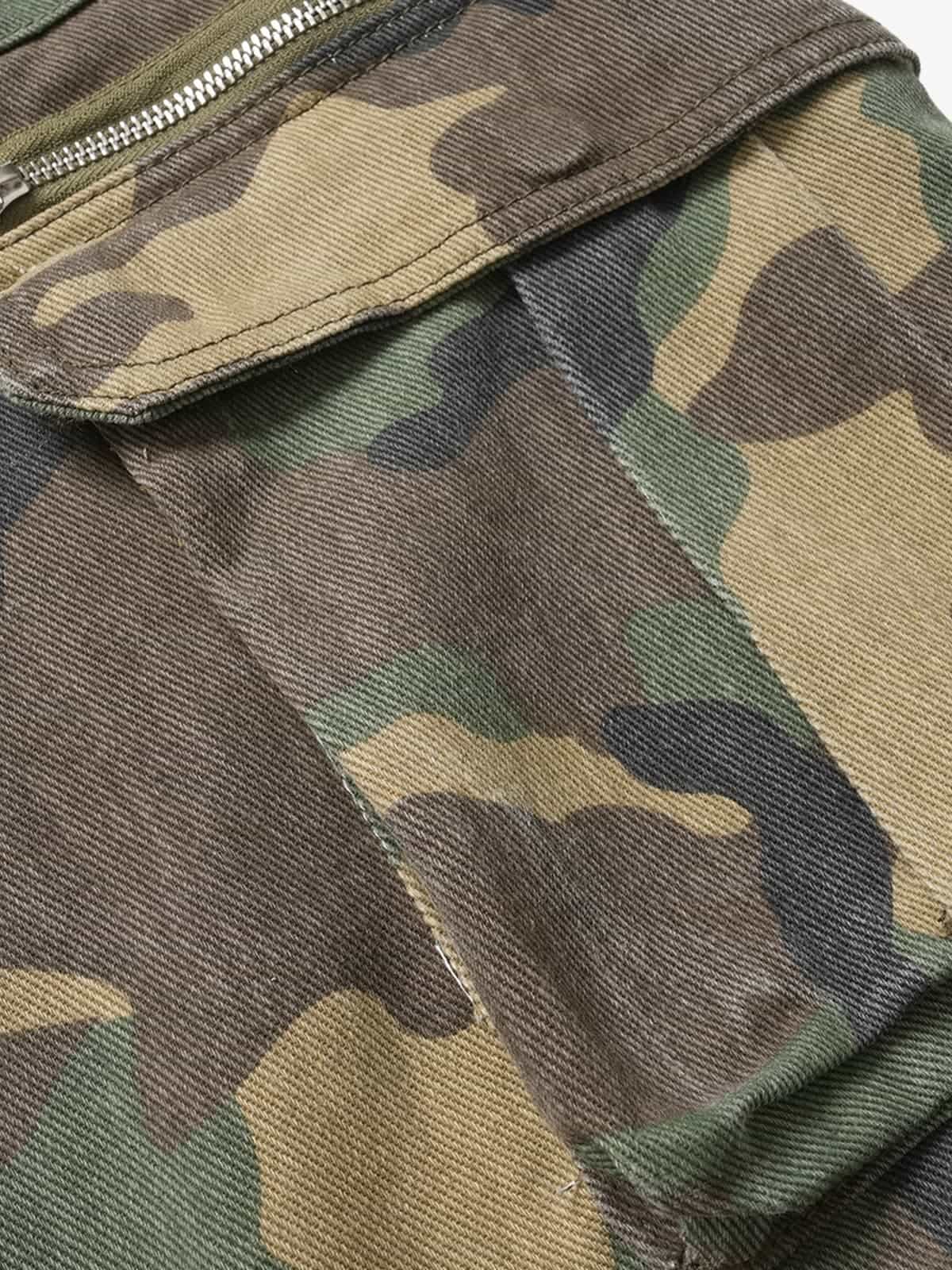 Retro Forest Camouflage Multi-Pocket Cargo Pants 