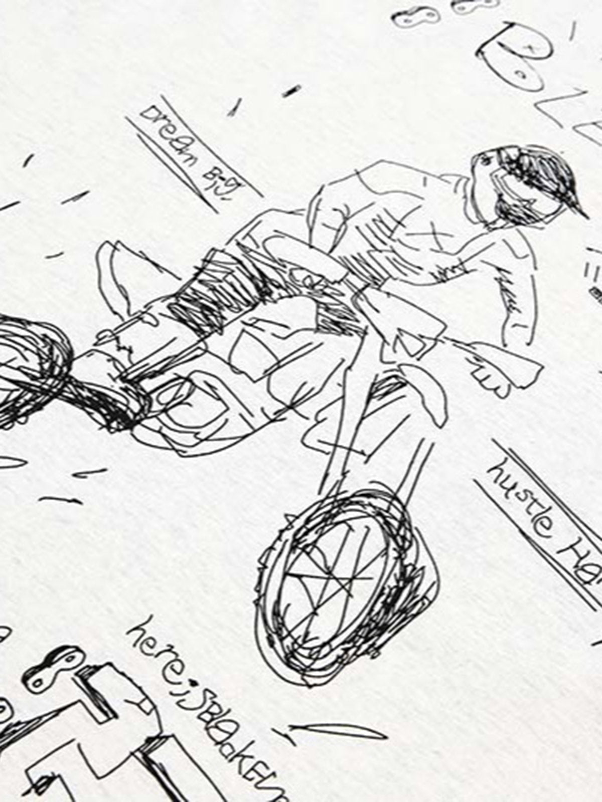 Hand-painted Cartoon Characters Printed Long-sleeved T-shirt 