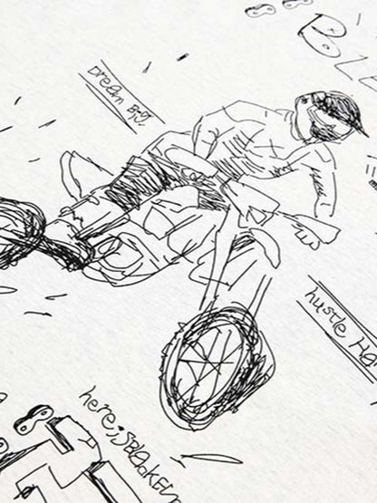 Hand-painted Cartoon Characters Printed Long-sleeved T-shirt 