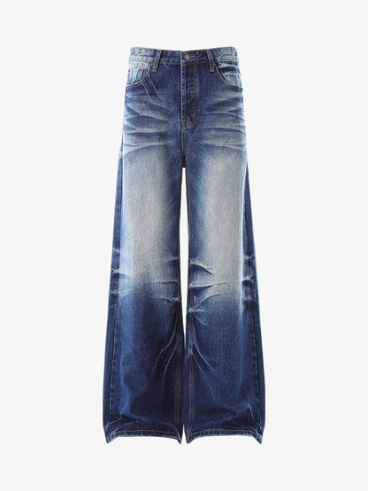 Washed Distressed Wrinkled Dyed Jeans 