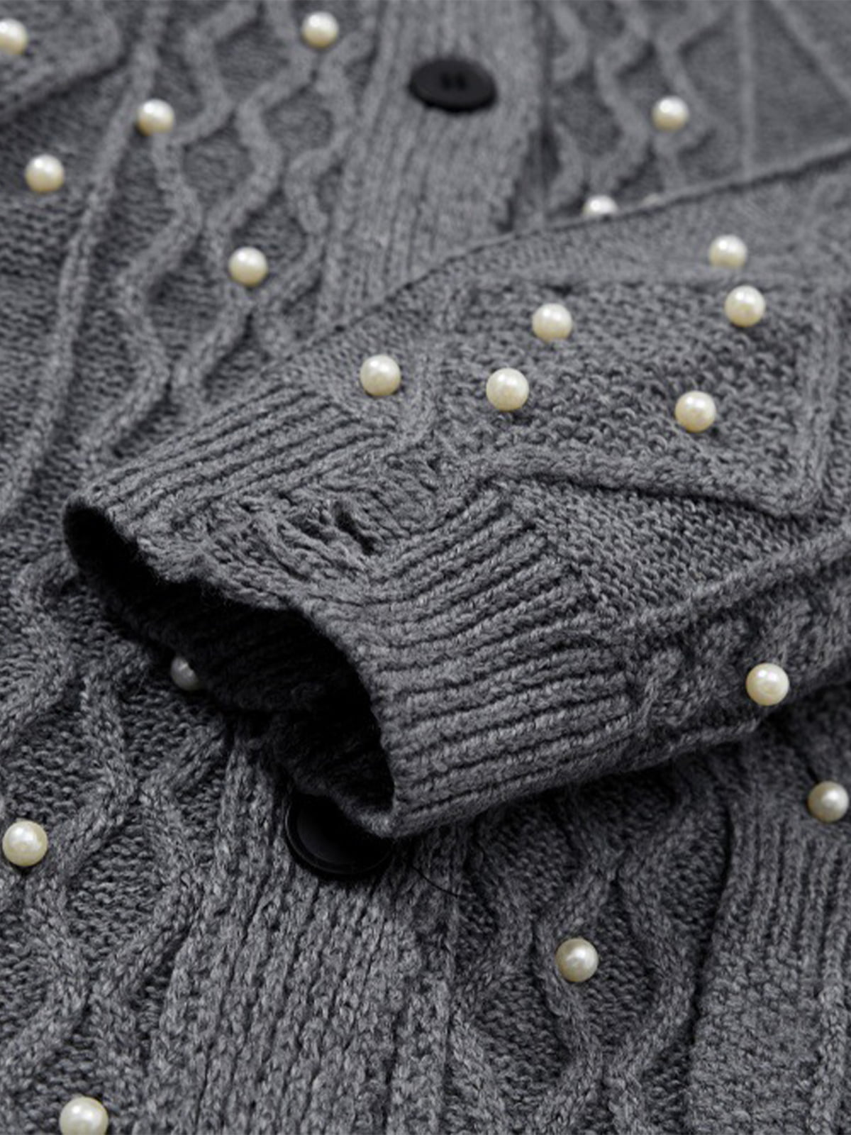 Retro Beaded Crochet Distressed Knit Cardigan 