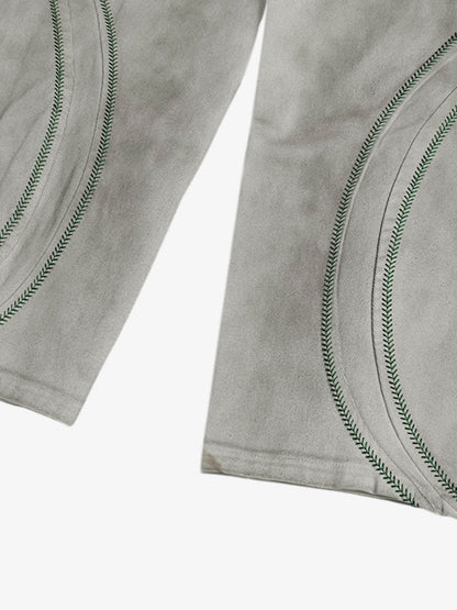 Stylish Wide-Leg Trousers with Unique Embroidered Design for Women 