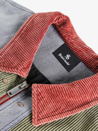 Color-Block Corduroy Denim Jacket for Men - Stylish and Versatile Outerwear 