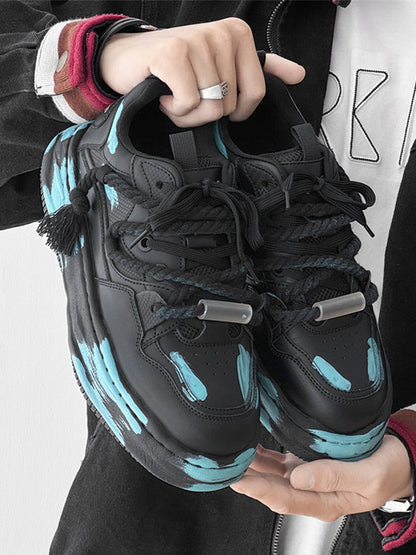 Trendy High-Top Sneakers with Unique Splash Design for Casual Wear 
