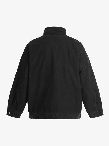 Washed Stand Collar Multi Pocket Jacket