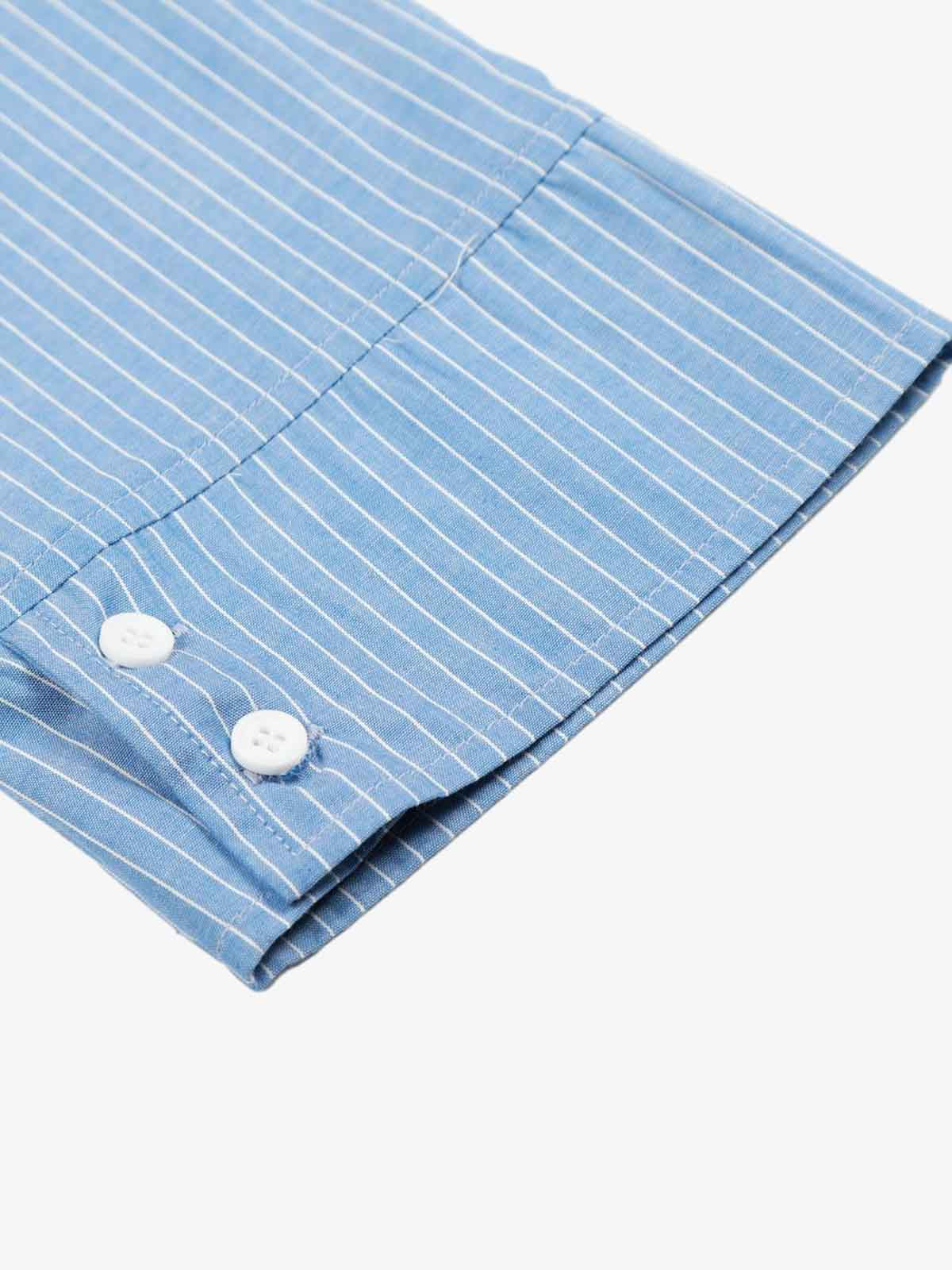 Gothic Embroidered Pinstripe Button-Up Shirt