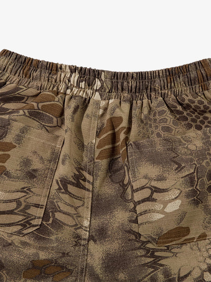 Camouflage Cargo Culottes with Adjustable Drawstring and Side Slits 