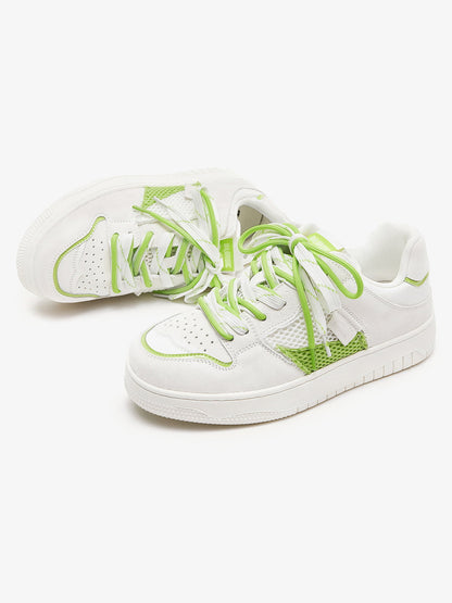 Fashionable Neon Green and White Low-top Sneakers for Everyday Wear 