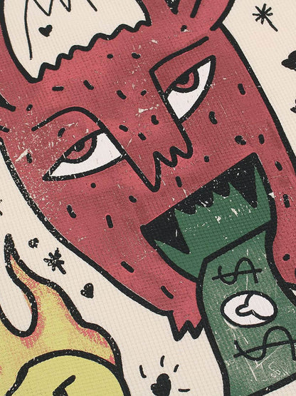 Cotton Waffle Knit Graphic T-Shirt with The Supermade Records Print for Men?